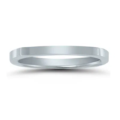 Sselects 4 Sided Thin 1.5mm Wedding Band In 14k White Gold In Silver