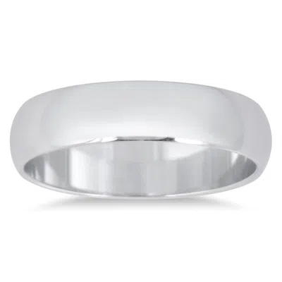 Sselects 4mm Domed Comfort Fit Wedding Band In 14k White Gold In Neutral