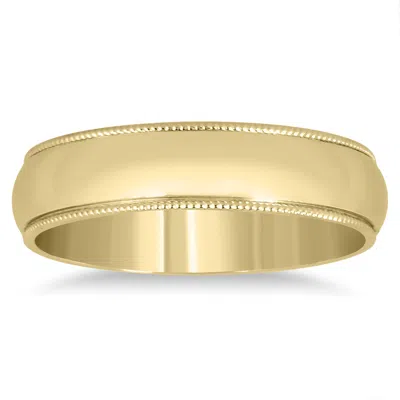 Sselects 4mm Milgrain Edge Comfort Fit Wedding Band In 14k Yellow Gold