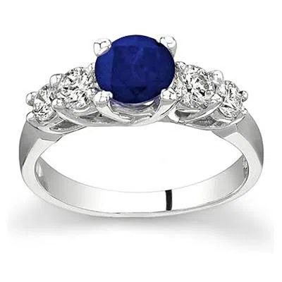 Sselects 5 Stone Sapphire And Diamond Ring In Blue