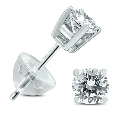 Sselects .55ctw Round Diamond Solitaire Stud Earrings In 14k With Silicon Backs In White