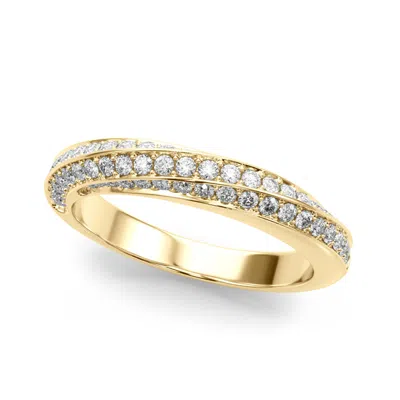 Sselects 5/8 Carat Tw Twist Diamond Wedding Band In 14k Yellow Gold In Silver