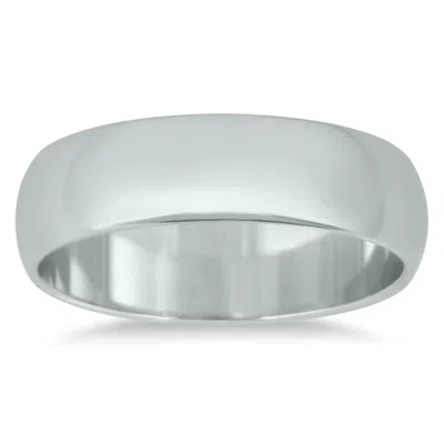 Sselects 5mm Domed Comfort Fit Wedding Band In 14k White Gold In Silver