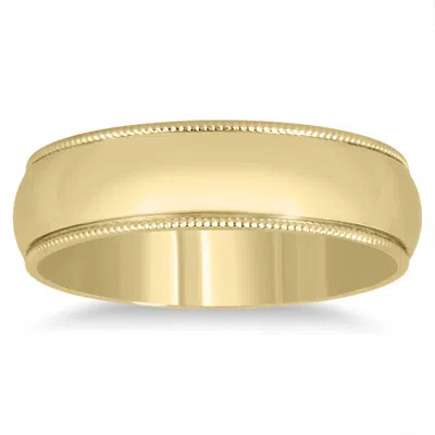 Sselects 5mm Milgrain Edge Comfort Fit Wedding Band In 14k Yellow Gold