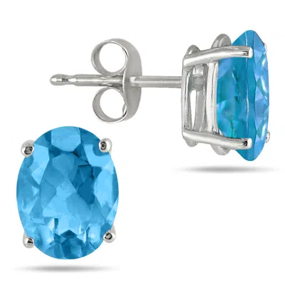 Sselects 5x3mm All Natural Oval Blue Topaz Stud Earrings In .925 Sterling Silver