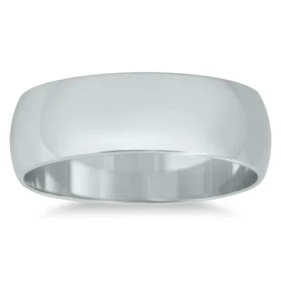 Sselects 6mm Domed Wedding Band In 14k White Gold In Metallic