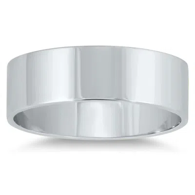 Sselects 6mm Flat Comfort Fit Wedding Band In 10k White Gold In Silver