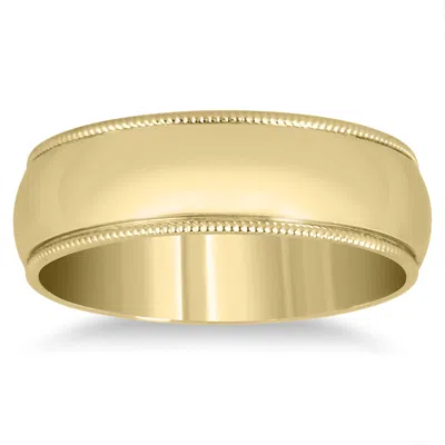 Sselects 6mm Milgrain Edge Comfort Fit Wedding Band In 14k Yellow Gold