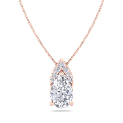 Sselects 7/8 Carat Pear Shape Lab Grown Diamond Necklace In 14 Karat Rose Gold In Silver