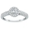 SSELECTS 7/8 CARAT TW DIAMOND HALO ENGAGEMENT RING IN 10K WHITE GOLD