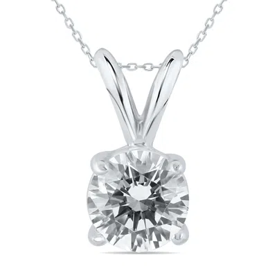 Sselects Ags Certified 1 Carat Diamond Solitaire Pendant In 14k White Gold In Silver