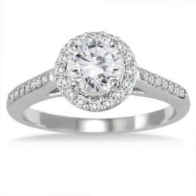 Sselects Ags Certified 1 Carat Tw Diamond Halo Engagement Ring In 10k White Gold J-k Color, I2-i3 Clarity