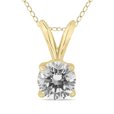 Sselects Ags Certified 3/4 Carat Round Diamond Solitaire Pendant In 14k Yellow Gold In Silver
