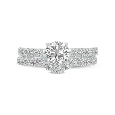 Sselects Almost 2 Carat Tw Round Lab Grown Diamond Bridal Set In 14k White Gold In Silver
