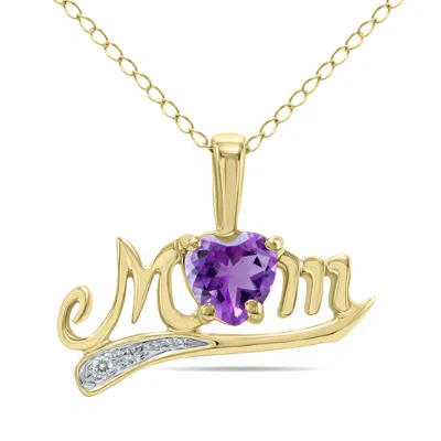 Sselects Amethyst And Diamond Mom Pendant In 10k In Purple