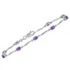 SSELECTS AMETHYST AND DIAMOND WAVE LINK BRACELET IN .925 STERLING SILVER