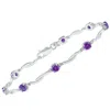 SSELECTS AMETHYST AND NATURAL DIAMOND BRAIDED WAVE BRACELET IN .925 STERLING SILVER
