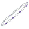 SSELECTS AMETHYST AND NATURAL DIAMOND STAR LINK BRACELET IN .925 STERLING SILVER