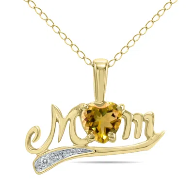 Sselects Citrine And Diamond Mom Pendant In 10k In Gold