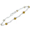 SSELECTS CITRINE AND NATURAL DIAMOND BRAIDED WAVE BRACELET IN .925 STERLING SILVER