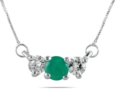 Sselects Emerald And Diamond Three Stone Pendant In 14k In Green