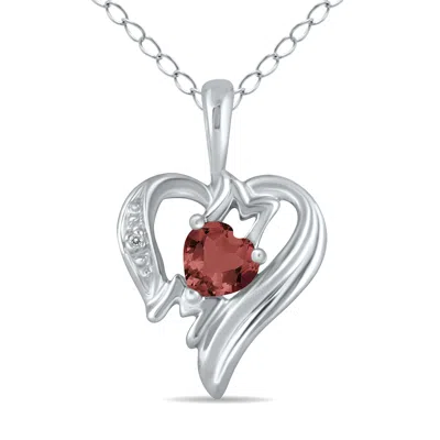Sselects Garnet And Diamond Heart Mom Pendant In 10k In Pink