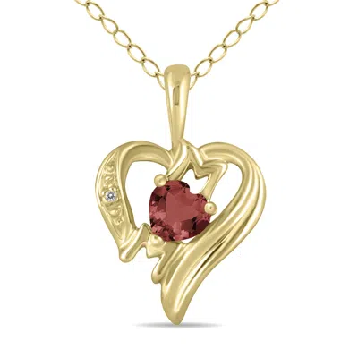 Sselects Garnet And Diamond Heart Mom Pendant In 10k In Red