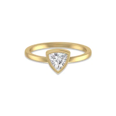 Sselects Lab Grown 1 Carat Trillion Bezel Solitaire Diamond Ring In 14k Yellow Gold In Silver