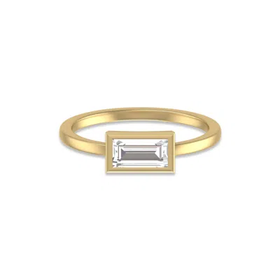 Sselects Lab Grown 1/2 Carat Baguette Bezel Solitaire Diamond Ring In 14k Yellow Gold