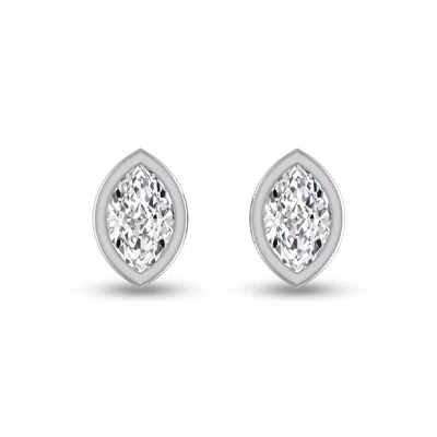 Sselects Lab Grown 1/2 Carat Marquise Bezel Set Diamond Solitaire Earrings In 14k White Gold In Silver