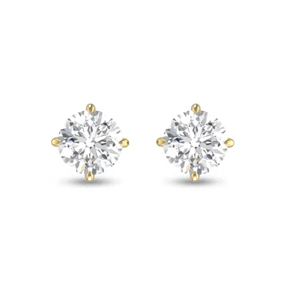 Sselects Lab Grown 1/2 Carat Round Solitaire Diamond Earrings In 14k Yellow Gold In Silver