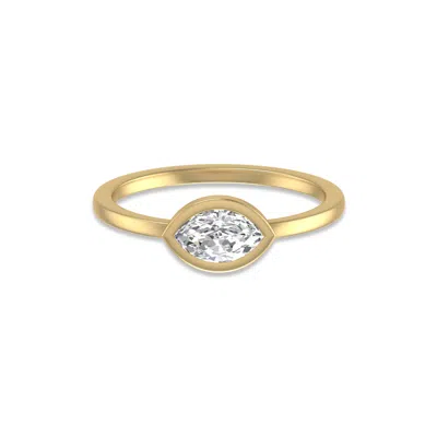 Sselects Lab Grown 1/4 Carat Marquise Bezel Solitaire Diamond Ring In 14k Yellow Gold In Silver