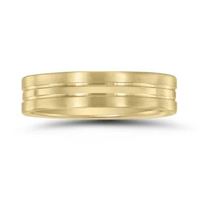 Sselects Men's 10k Yellow Gold 5mm Wedding Band With Brushed Frost Finish