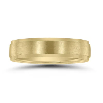 Sselects Men's 5mm Classic Matte Brushed Center Wedding Band In 10k Yellow Gold