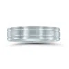 SSELECTS MEN'S 5MM WEDDING BAND WITH BRIGHT GROOVES AND EMERY FINISH IN 10K WHITE GOLD