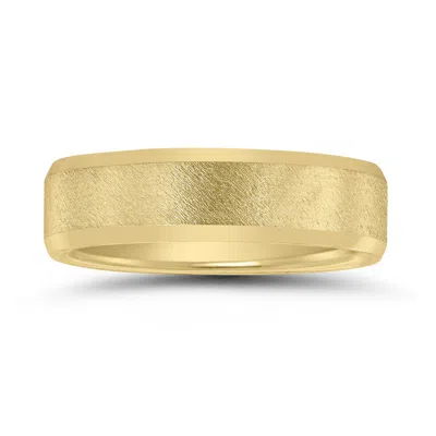 Sselects Men's 6mm Stone Finish Wedding Band In 10k Yellow Gold