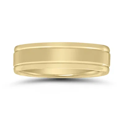 Sselects Men's 6mm Wedding Band With High Polished Finish And Grooves In 10k Yellow Gold