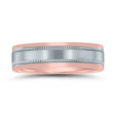 Sselects Men's 6mm Wedding Band With Milgrain In Two Tone 10kand Rose Gold In Multi