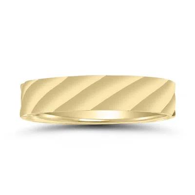Sselects Men's Raised Wave Design 5mm Wedding Band In 10k Yellow Gold