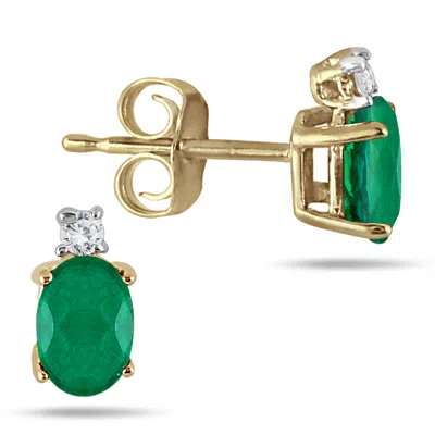 Sselects Oval Emerald Drop And Diamond Earrings In 14k In Green