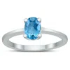 SSELECTS OVAL SOLITAIRE 7X5MM TOPAZ RING IN 10K WHITE GOLD