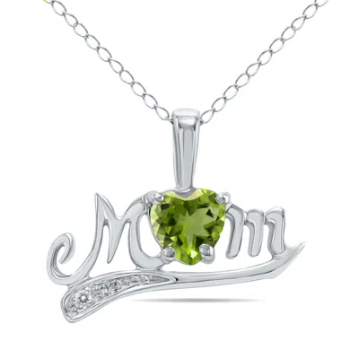 Sselects Peridot And Diamond Mom Pendant In 10k In Green