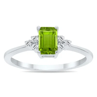 Sselects Peridot And Diamond Regal Ring In 10k White Gold