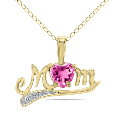 Sselects Pink Topaz And Diamond Mom Pendant In 10k