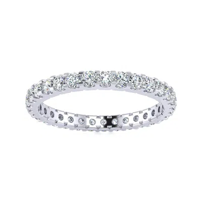 Sselects Platinum 1 Carat Round Lab Grown Diamond Eternity Ring In Silver