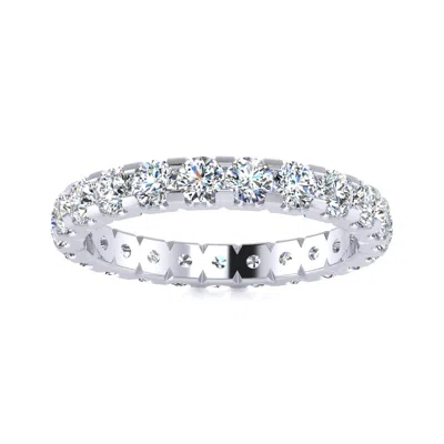 Sselects Platinum 2 Carat Round Lab Grown Diamond Eternity Ring In Silver
