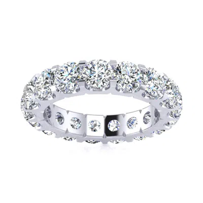 Sselects Platinum 4 Carat Round Lab Grown Diamond Eternity Ring In Silver