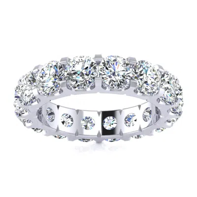 Sselects Platinum 5 Carat Round Lab Grown Diamond Eternity Ring In Silver