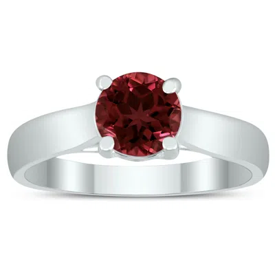 Sselects Round 6mm Garnet Cathedral Solitaire Ring In 10k White Gold