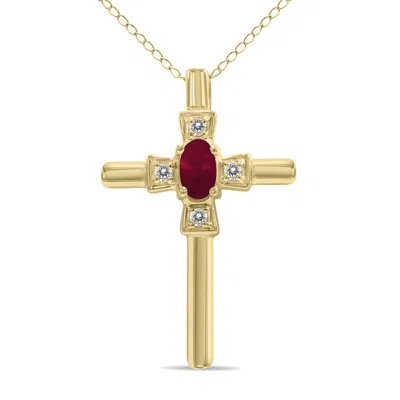 Sselects Ruby And Diamond Cross Pendant 10k In Red